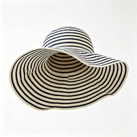Topi Pantai Lipat Unisex Motif Garis Laut Musim Panas, Ukuran Besar, Pinggiran Lebar, Pelindung UV, untuk Memancing, Olahraga, Aktivitas Luar Ruangan Sehari-hari
