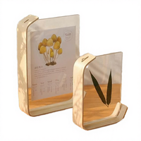 Cadre photo transparent double face en acrylique vide en forme de L pour montage de papier de calligraphie et de photos sur table