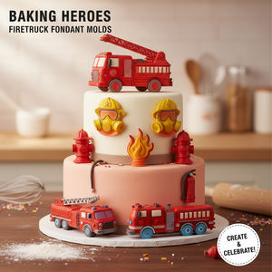 Molde de Silicona para Fondant de Bombero, Ecológico, de 2 Piezas, Rectangular, para Decoración de Pasteles, Cupcakes y Postres - Product Image 2