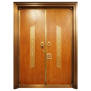 Wooden Exterior Front Entry Door Security Door With Smart