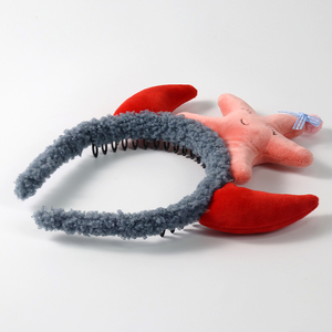 بالجملة مخصص الكرتون لطيف أفخم نجم البحر الشيطان عقال النسيج عصابة شعر حديقة الأطفال الملونة - Product Image 3