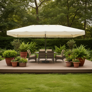 Sombrilla Rectangular Extra Grande de 15 pies para Patio, Color Crema Blanco, Manivela, UPF30+, Uso en Exteriores - Product Image 2