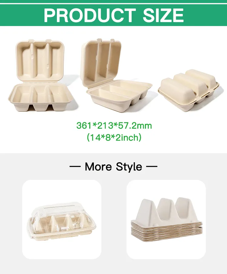 Disposable Taco Holder Good Quality Customized Takeaway Biodegradable Sugarcane Bagasse Food Tray Taco Box