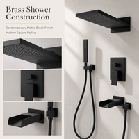 Ensemble de robinetterie de douche thermostatique noir mat sur mesure OEM, système de douche pluie en laiton pour projets de salle de bain