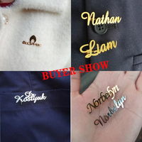 Personalizado DIY Acero inoxidable inglés letra nombre etiqueta insignia broche personalizado grabado láser chapado aleación Metal ropa Pin