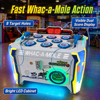 Table de jeu d'arcade Whac-a-Mole Mini pour un joueur avec marteau, 8 trous cibles, affichage du score LED, divertissement familial en japonais et en anglais