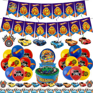 New <strong>Hot</strong> Wind Fire <strong>Wheel</strong> Car Theme <strong>Party</strong> Decoration Boys' Happy <strong>Birthday</strong> <strong>Party</strong> <strong>Wheels</strong> Flag Pulling Balloon Cake Insert Set - Product Image 2