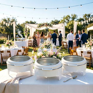 Plats de service de luxe personnalisés en acier inoxydable blanc pour la restauration hospitalière, chauffe-plats de buffet 6L à vapeur - Product Image 1