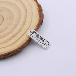 Vintage antiguo plateado dos lados grabado rectángulo estampado hermoso más fuerte que ayer colgante inspirar joyería DIY - Product Image 5