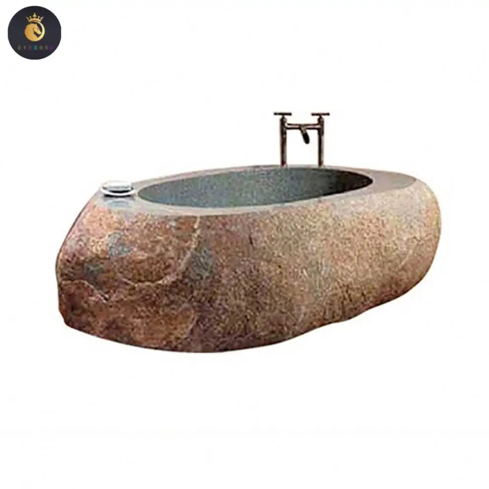 Grande a buon mercato free standing naturale pietra di ciottoli vasca da bagno per la vendita