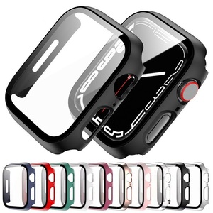 Gehärtetes Glas + Hülle für Apple Watch 9 8 7 45 41mm PC-Stoßfänger Displayschutz-Gehäuse für IWatch Series 7 6 5 4 <span class=keywords><strong>SE2</strong></span> <span class=keywords><strong>44</strong></span> 40 42 38 mm - Product Image 2