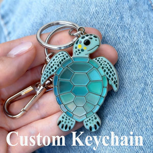 제조업체 도매 사용자 정의 금속 소프트 하드 에나멜 바다 거북 키 체인 판촉 선물 - Product Image 1
