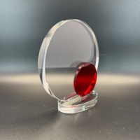 Plaque en cristal ronde personnalisée pour récompense de leadership avec base ovale