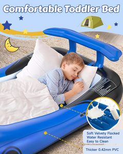 Cama Inflable de Viaje para Niños con Forma de Auto de Carreras, con Barandas de Seguridad para Niños Pequeños, para Acampar en Casa - Product Image 6