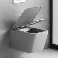 Ensemble WC et lavabo mural en céramique gris mat de style moderne, facile à nettoyer