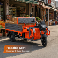 Tricycle électrique cargo à double usage 1000W, siège arrière pliable de 500kg pour le transport agricole ou la mobilité locale