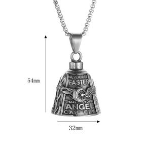 <b>Titanium</b> Steel Bell Pendant Necklace With Angel Wings And Inspirational Quote Unisex Fashion Jewelry Retro Style <b>Chain</b> 3mm 60cm - Product Image 5