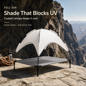 Lit de chien surélevé portable avec auvent de protection UV, maille respirante, lit de camping pour animaux de compagnie en plein air - Product Image 3