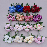 Artificial Silk 7-Head Peony Bouquet for Wedding Photography Props and Home Decor Multi-Head Floral Arrangement