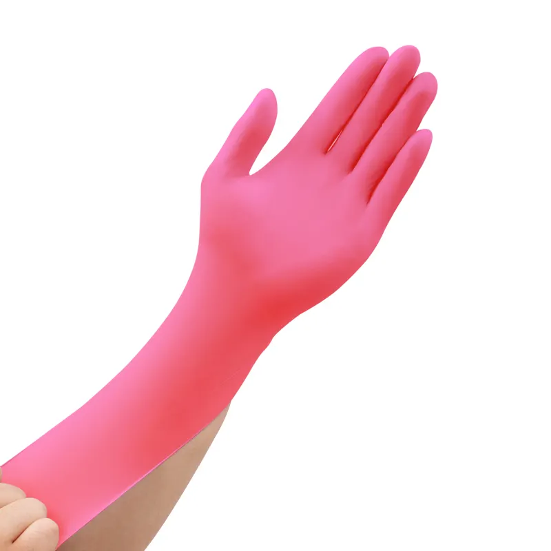 XINGYU 3.5g Pink Finger Textured Nitrile Examination Powder Free Gloves Manufacturers Disposable Nitrile Gloves