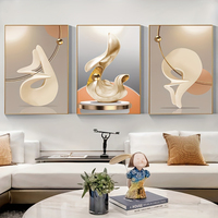 3 pcs/set Posters imprimés sur toile abstraite Sculpture tridimensionnelle Céramique Art mural Poster Abstraits modernes Peintures murales