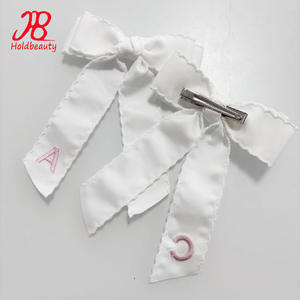 ODM özel logo saç yay kız okula geri işlemeli harfler ABCD uzun kuyruk ay dikiş yay - Product Image 2