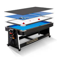 Table de billard multifonction 4-en-1 pliable en MDF écologique pour intérieur, avec jeux de tennis de table et de hockey sur air, idéale pour la maison - Vente en gros