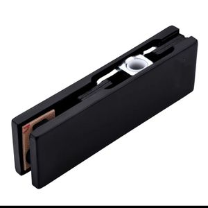 Charnière de porte à ressort en émail noir mat, sans cadre, <span class=keywords><strong>pour</strong></span> porte en <span class=keywords><strong>verre</strong></span> trempé, petite porte, <span class=keywords><strong>clip</strong></span> haut et bas - Product Image 1