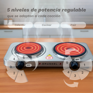 Piano Cottura Elettrico Doppio Ehp 218inox 3000W in Acciaio Inox con 5 Livelli di Potenza per Uso Domestico - Product Image 5