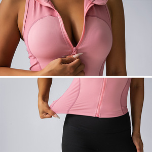 Canottiere sportive a collo alto da donna senza maniche con cerniera a secco rapido per la corsa Yoga per il Fitness - Product Image 6