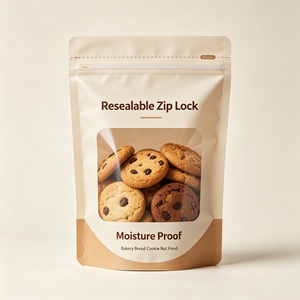 Custom Logo Stand up <b>Bags</b> With Clear Window Resealable <b>Zip</b> Lock Moisture Proof Bakery Bread Cookie Nut Food Packaging <b>Bag</b> - Product Image 1