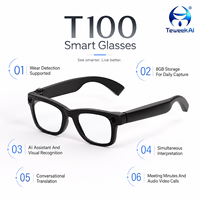 Gafas con Cámara IA T100 con Fotografía Antivibración, Grabación de Video, Control por Voz y Traducción para Vlogging al Aire Libre y Viajes