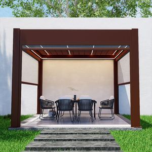 Custom 8X8 Metal Electric Automatic Outdoor Bioclimatic <strong>Pergola</strong> With Motorized <strong>Retractable</strong> Roof <strong>Canopy</strong> - Product Image 3