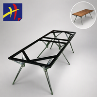 Cadre de table rectangulaire moderne en acier noir avec pieds évasés chromés pour bureau, salle de conférence, hôtel – Support réglable et durable