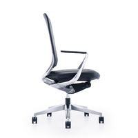 Chaise de bureau pivotante ergonomique en cuir PU gris avec structure en acier inoxydable et fonction de levage