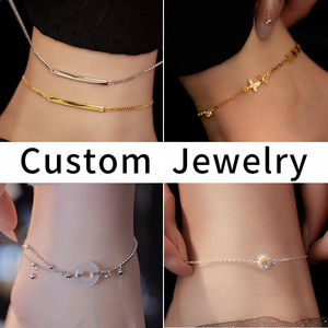 925 <strong>Silver</strong> Jewelry Manufacturer Customized Jewelry Style Design Logo and Color <strong>Anklet</strong> Bracelet Foot Chain <strong>for</strong> <strong>Women</strong> - Product Image 2