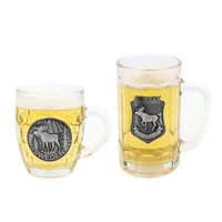 Tasse en verre souvenir de viking avec logo en métal personnalisé en gros tasse de chope à bière avec poignée