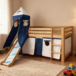 <span class=keywords><strong>Lit</strong></span> superposé en bois multifonctionnel pour enfants avec rangement, design moderne, escalier et glissière, idéal pour le <span class=keywords><strong>camping</strong></span> et comme berceau pour bébés - Product Image 2