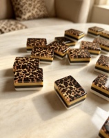 Ensemble de Mahjong américain de luxe portable à motif léopard, 160 pièces, tuiles de Mahjong américaines en acrylique à 4 couches, vente en gros