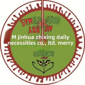 Gonna per Albero di Natale Rotonda in Velluto con Stampa <span class=keywords><strong>Grinch</strong></span> e Fiocchi di Neve per Feste - Product Image 5