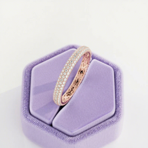 1 Carat Micro Pave Eternity Band 3 Row Pave <b>Ring</b> in 14K 18K Rose Gold Wedding Band <b>Stacking</b> <b>Ring</b> Lab Created Diamonds <b>Rings</b> - Product Image 1