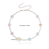 Collier classique bohème en perles de verre colorées, imitation perle, chaîne en corde, fleur de plage, tricot