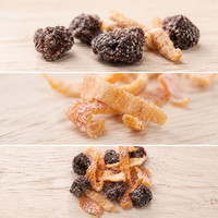Prunes confites en gros OEM de qualité supérieure, saveur mandarine, en vrac, sucrées et acidulées, collation séchée, directement de l'usine