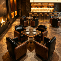 Canapé de bar à cigares vintage, style Old Money, pour café western et bar à cocktails, ensemble table et chaises de réception commerciales