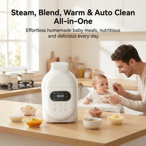 Processador Elétrico de Alimentos para Bebês: Tigela de Vidro para Cozimento a Vapor, Função de Mistura, Sistema de Autolimpeza, Proteção de Motor Duplo - Product Image 1