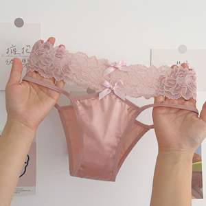 Ropa Interior Sexy <span class=keywords><strong>de</strong></span> <span class=keywords><strong>Encaje</strong></span> Floral para Mujer, Tanga <span class=keywords><strong>de</strong></span> Hilo Fino, Bikini Elástico y Transpirable con Logotipo en la Cintura - Product Image 1