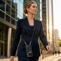 Étui de téléphone porte-cartes en cuir véritable pour femmes actives avec bandoulière et dragonne pour iPhone 15 17 18 Duo