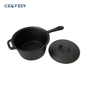 Marmite et casserole de camping en <span class=keywords><strong>fonte</strong></span> pré-assaisonnée Geovein avec poignée et couvercle en fer - Product Image 4