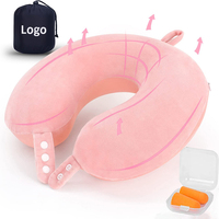 Oreiller de voyage ergonomique en mousse à mémoire de forme en U, soutien doux pour le cou d'avion de voiture avec masque pour les yeux, bouchons d'oreille, oreiller cervical confortable