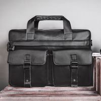 Porte-documents rigide de luxe en cuir véritable pour hommes, 156 pouces, grande capacité, sac multifonctionnel pour ordinateur portable, Aijiang, 1.6kg